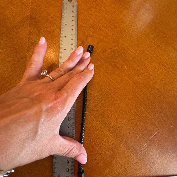 Black Braided Leather Bracelet - Picture 2 of 2